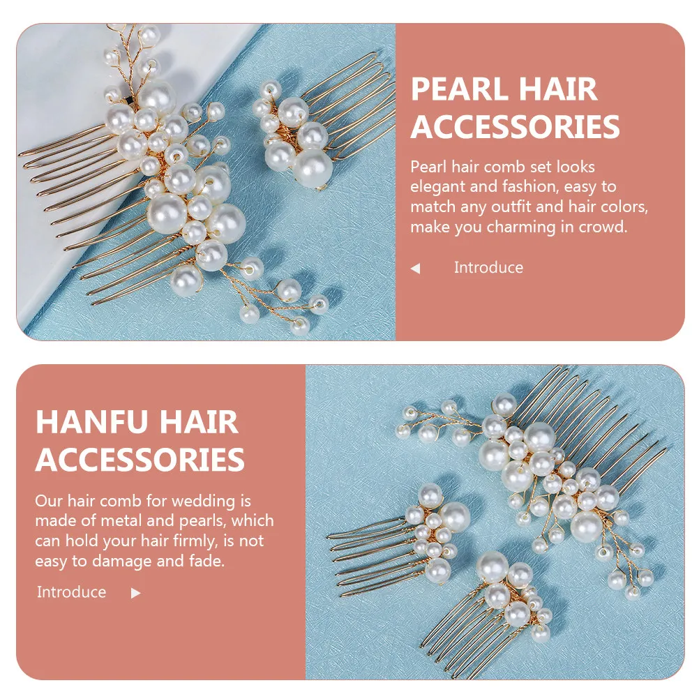 

Набор из 3 жемчужных гребней для волос, винтажные свадебные аксессуары, изящные заколки для выпускного вечера, сказочные украшения для женщин
