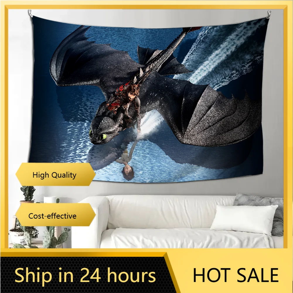 T-Toothless H-HiccupS Dragon Trainer Tapestry Decoration party Background Hanging Cloth Bedroom Tapestry Room Decor Aesthetic