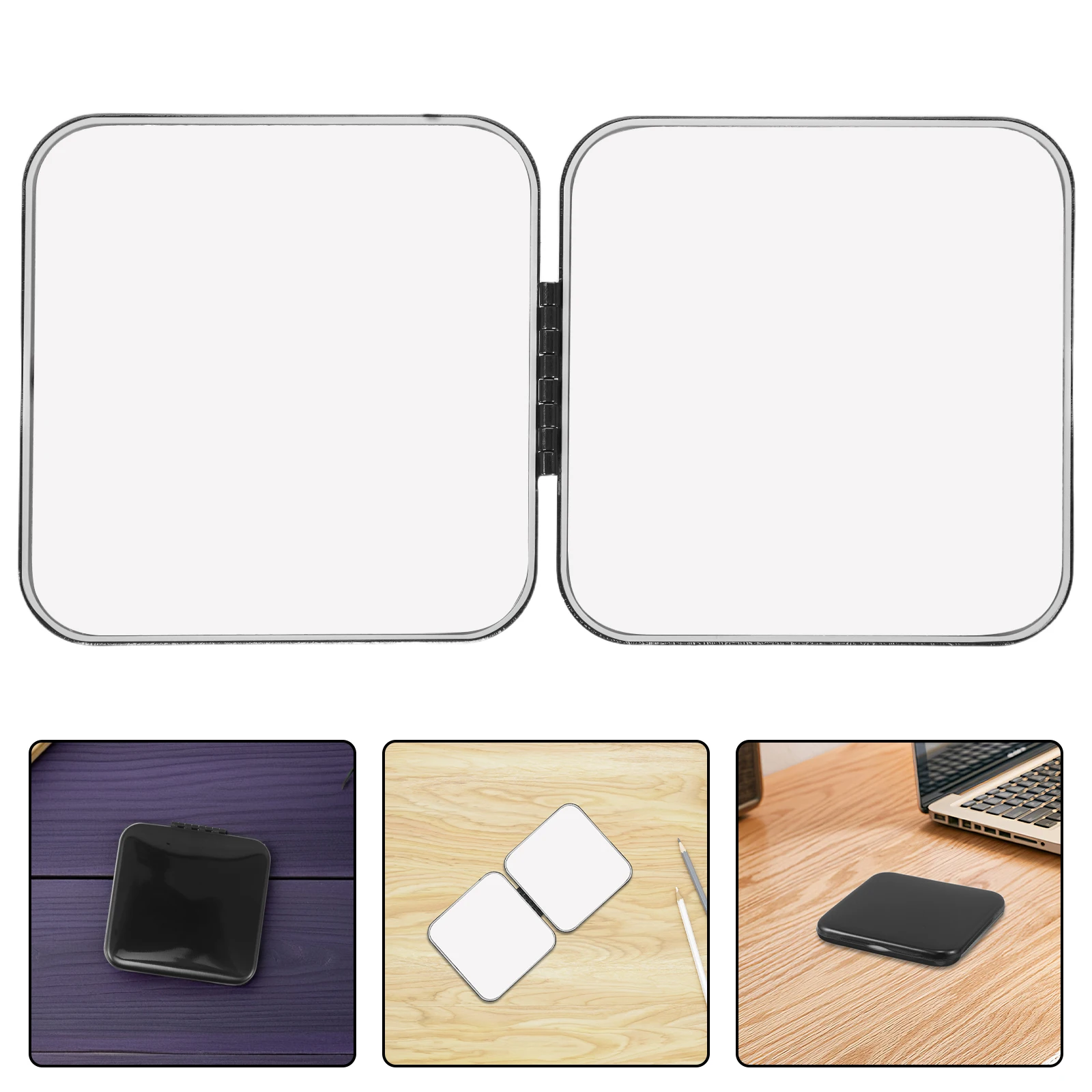 Specchio per trucco da viaggio compatto, pieghevole, bifacciale, in acciaio inossidabile, portatile, per cosmetici, per tasca portamonete, dorato