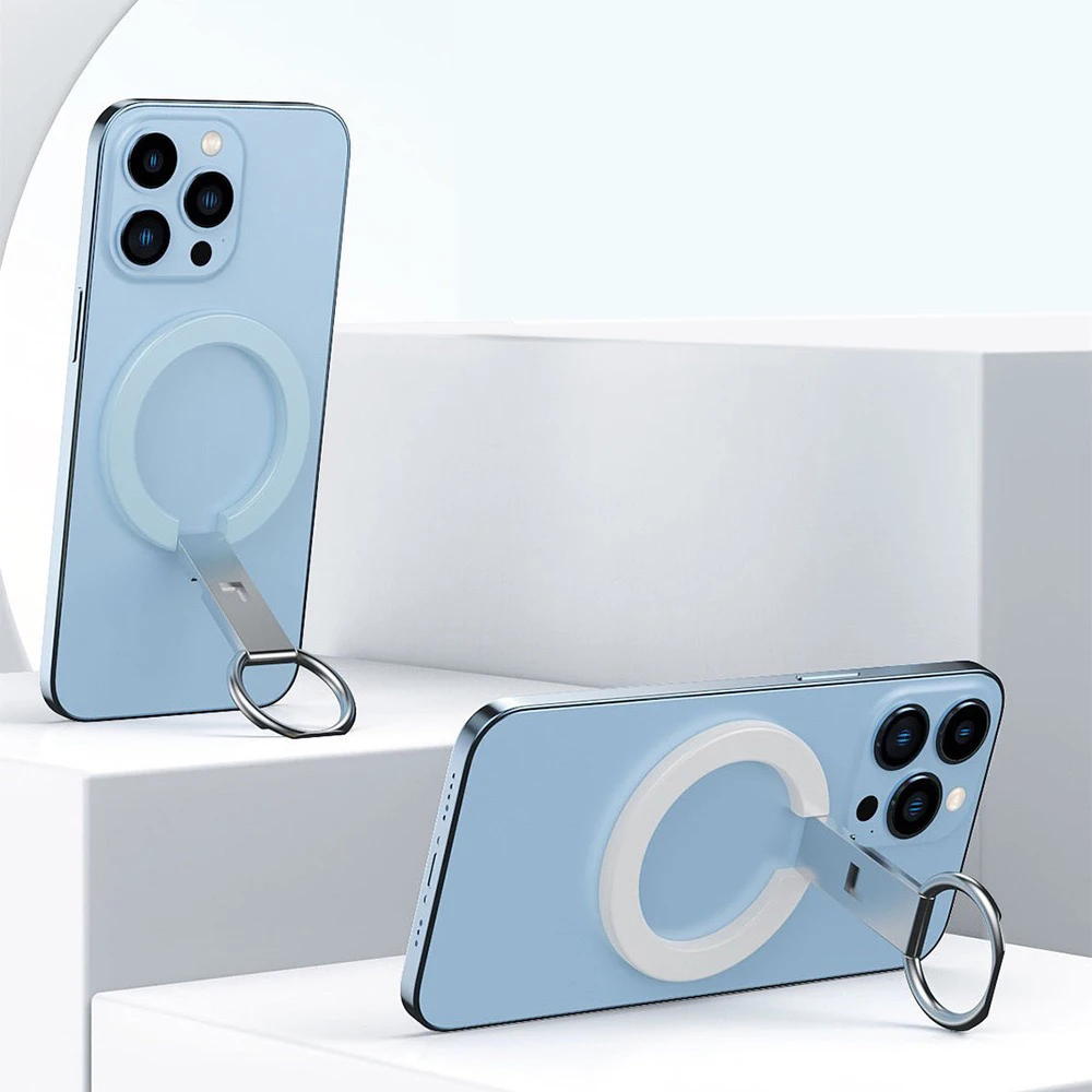 Magsafe メタル 3 セクション センター ストレート ポール 円形磁気吸引リング ブラケット 360 °   回転充電ユニバーサル折りたたみ