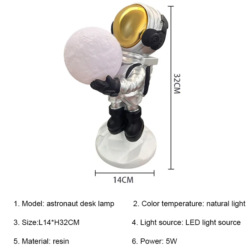 Astronauten Led Tafellamp Nordic Creatieve Woonkamer Sfeer Nachtlampje Kinder Slaapkamer Bed Indoor Bureauverlichting