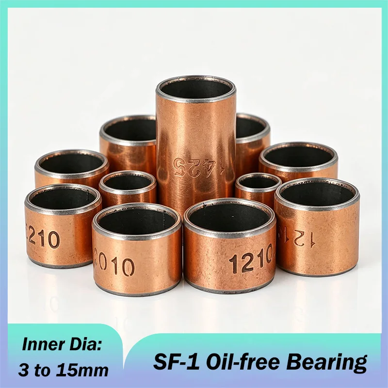 SF-1 Oil-free Bearing Inner Diameter 3/4/5/6/8/10/12/14/15mm Compound Bearing Self-lubricating Bearing Brass Bushing Bushings