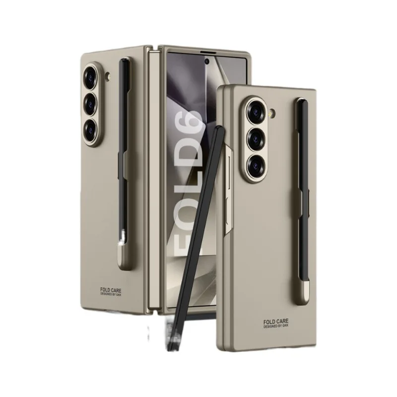 เคสโทรศัพท์สีด้านสุดหรูสำหรับ Samsung Z Fold 5เคสพร้อมช่องเสียบปากกาปลอกกันกระแทกแบบรวมทุกอย่างสำหรับ Galaxy Z Fold 6