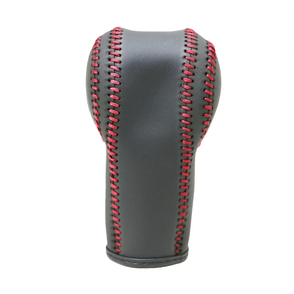 Black Genuine Leather Soft Hand-stitched Car Gear Shift Knob Covers for Nissan Qashqai X-Trail Automatic