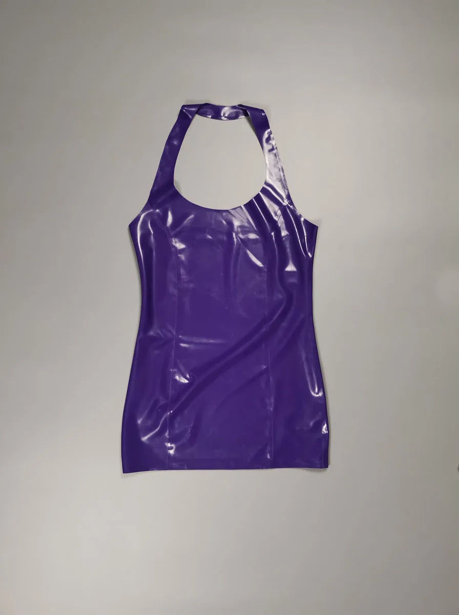 

Purple ultra-short dress latex skintight one-piece dress hand made