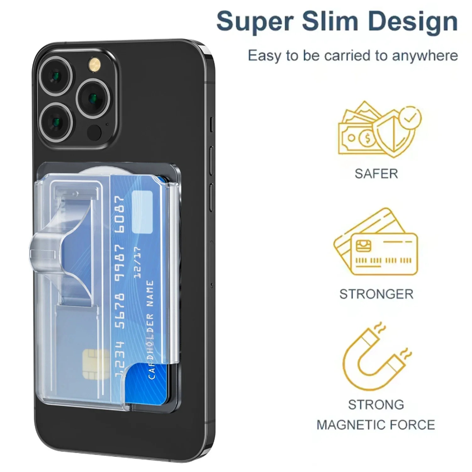 2in1 Magnetic Phone Card Holder Bracket for Bank Card Storage Sleeve for Magsafe iPhone 17 16 15 14 Samsung Mi Safe Phone Shell