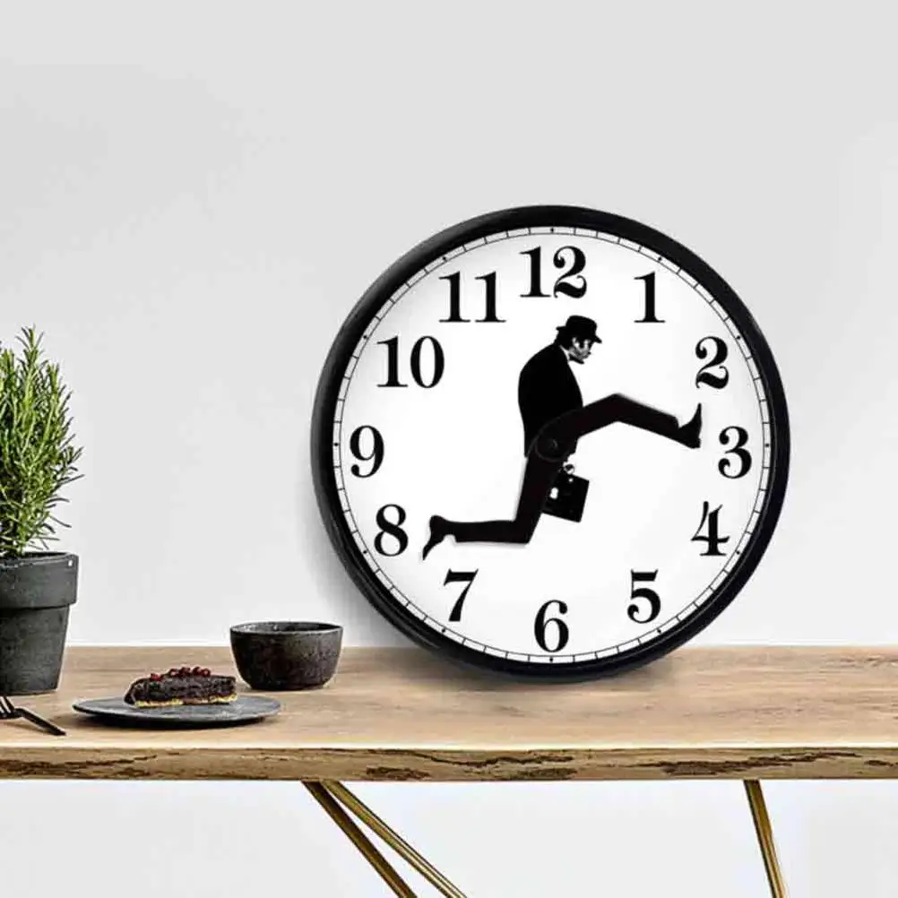 Wall Clock Walking Time Businessman Briefcase Wall Round Clock Silent Clock Home Office Decoration
