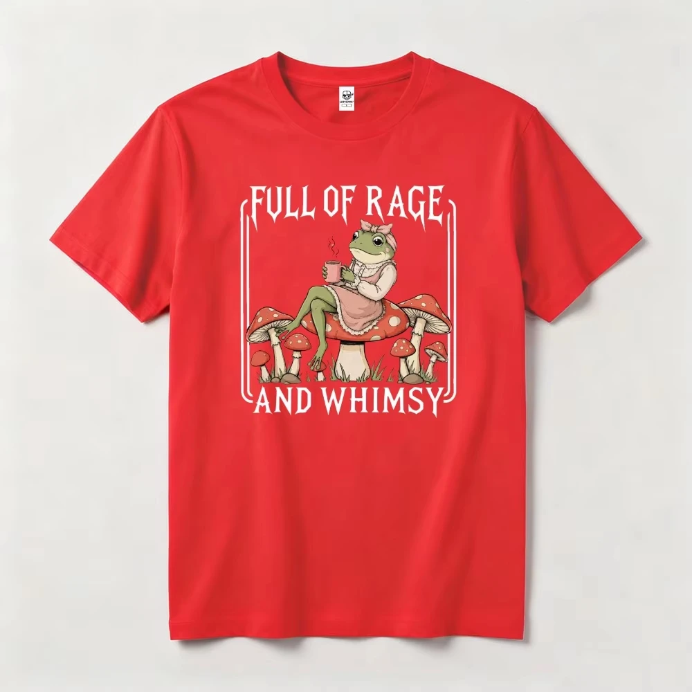 Cottagecore-Ästhetik-T-Shirt, Gothic, verspielte, lässige Oberteile, voller Wut und Fantasie, Cottagecore-Frosch-Pilz-Grafik-T-Shirt – Detail 8