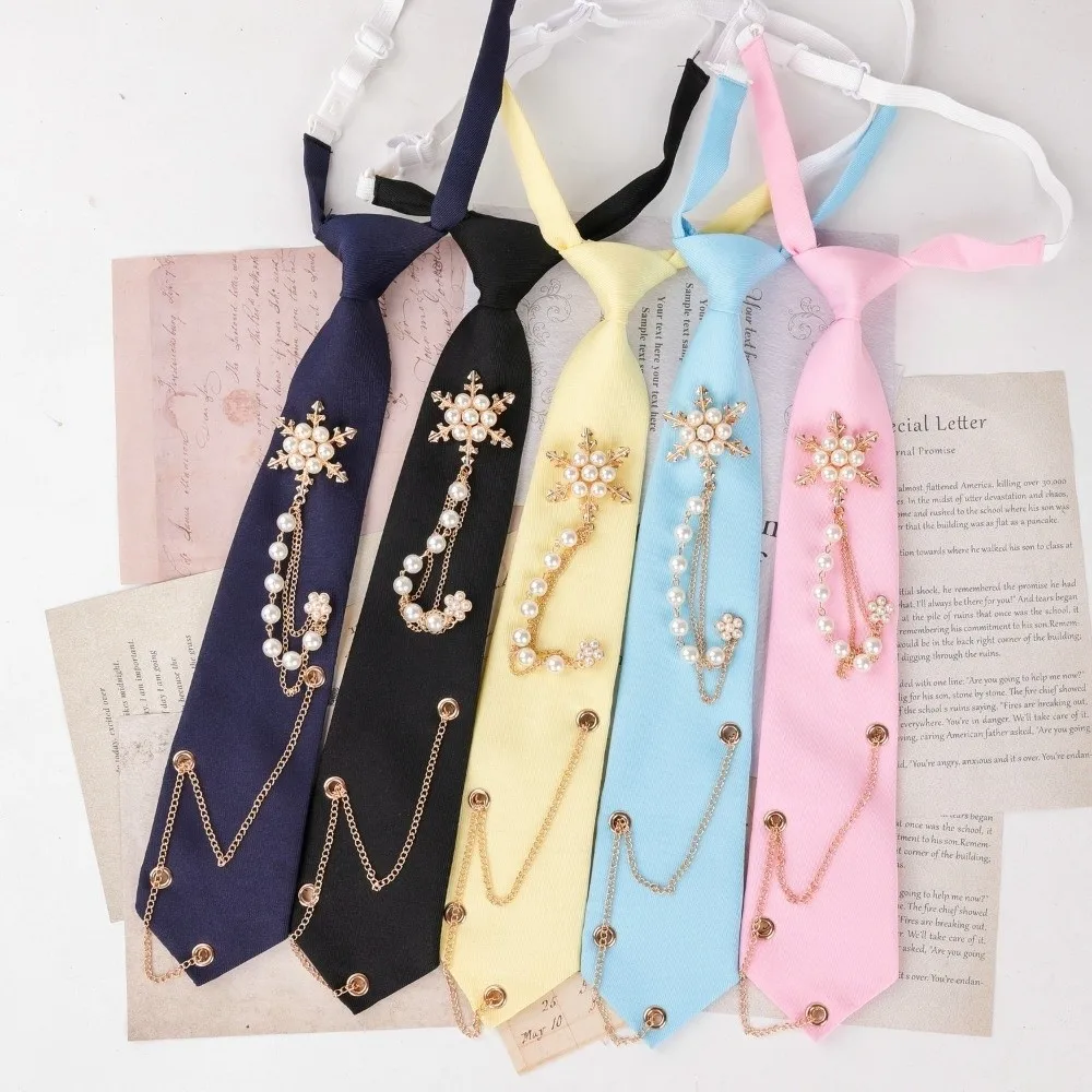 New Lightweight Pre-tied Necktie No Knot Pre-tied Chain Necktie Chain Decor Floral Accent Floral Bow Necktie Party Styling