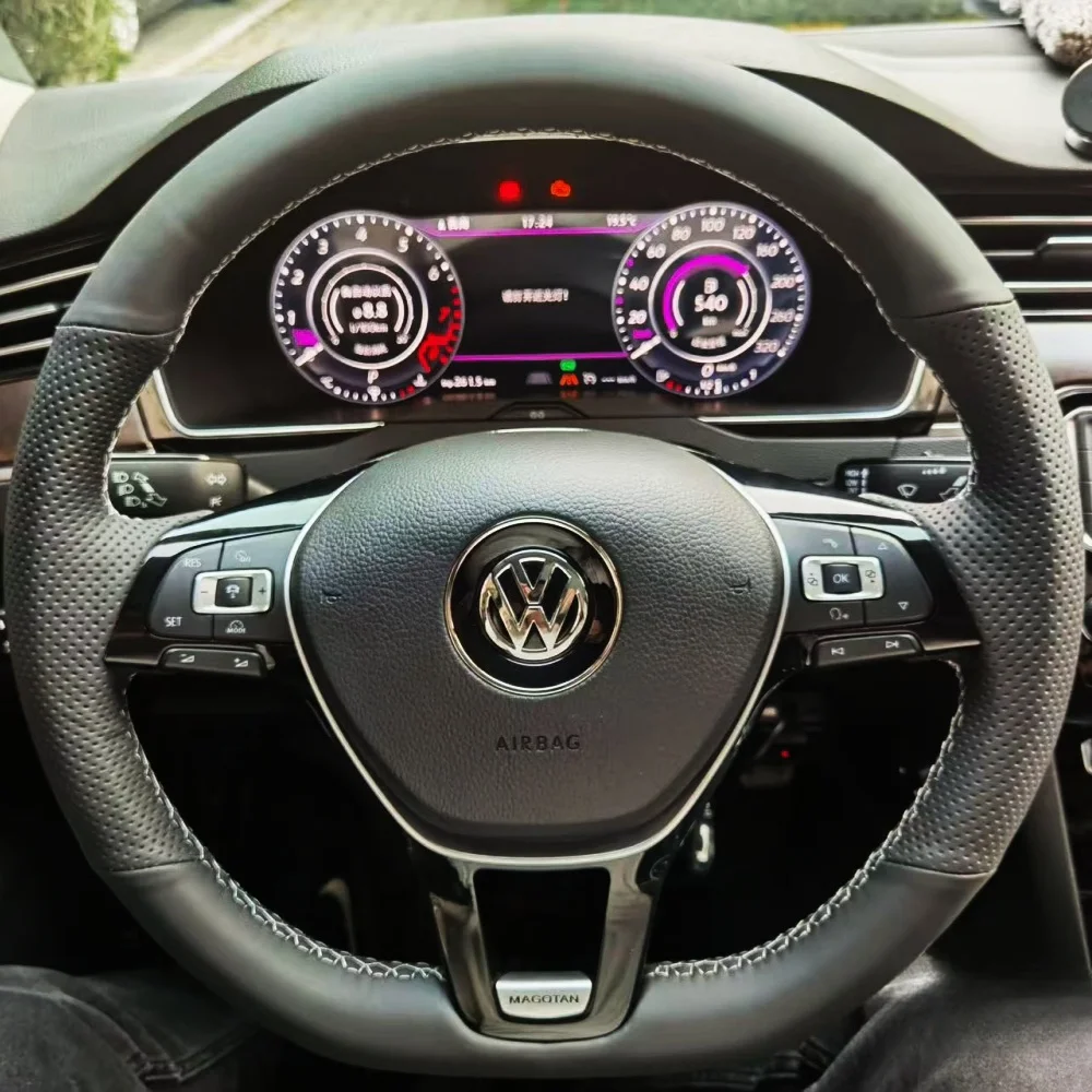 Custom Car Steering Wheel Cover Anti-Slip Microfiber Leather For Volkswagen VW Golf 7 Mk7 New Polo Jetta B8 Avant Steering Wrap