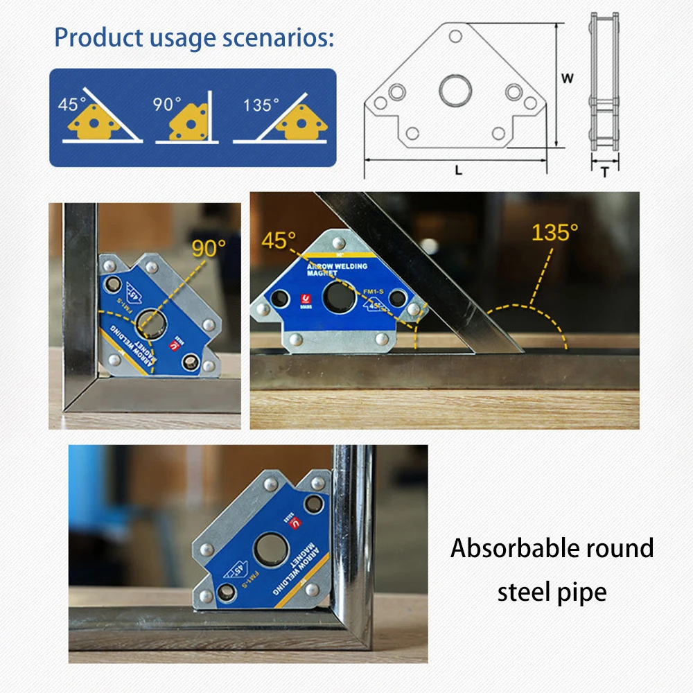 2 pz 25 KG Supporti di Saldatura Magnetica Angolo di Saldatura Freccia Magnete di Saldatura Fissatore Posizionatore Ferrite Tenendo Strumenti di