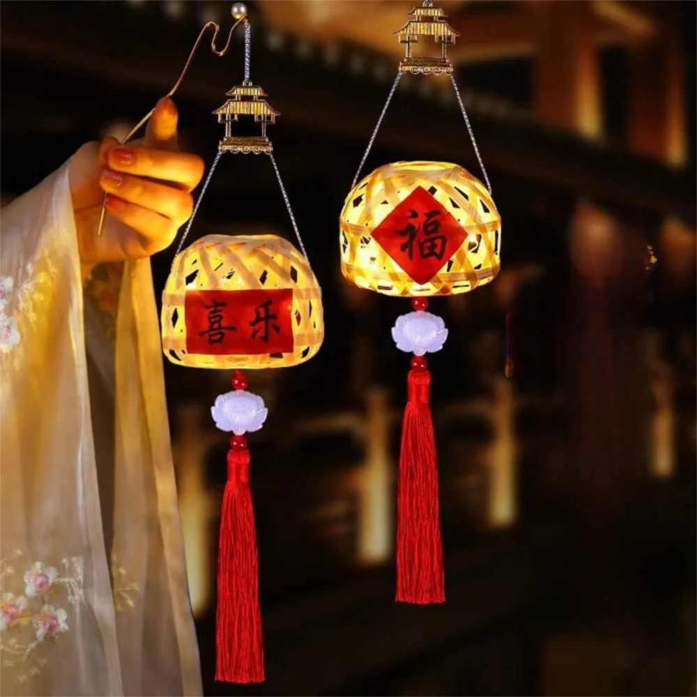 

LED Light Mid-Autumn Festival Lantern Handmade with Tassel DIY Lantern Making Kit Festival Decoration Chinese Style