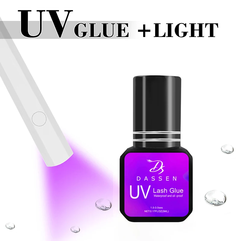 Dassen UV Lashes Glue For Eyelashes Extension Waterproof Lasting 1S Quick Dry Adhesive UV Light Makeup Tool