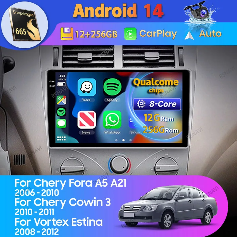 

Android 14 Car Radio For Chery Fora A5 A21 2006 - 2010 Cowin 3 A21 2010 - 2011 Carplay Auto GPS 2Din Video Stereo Player WIFI+4G