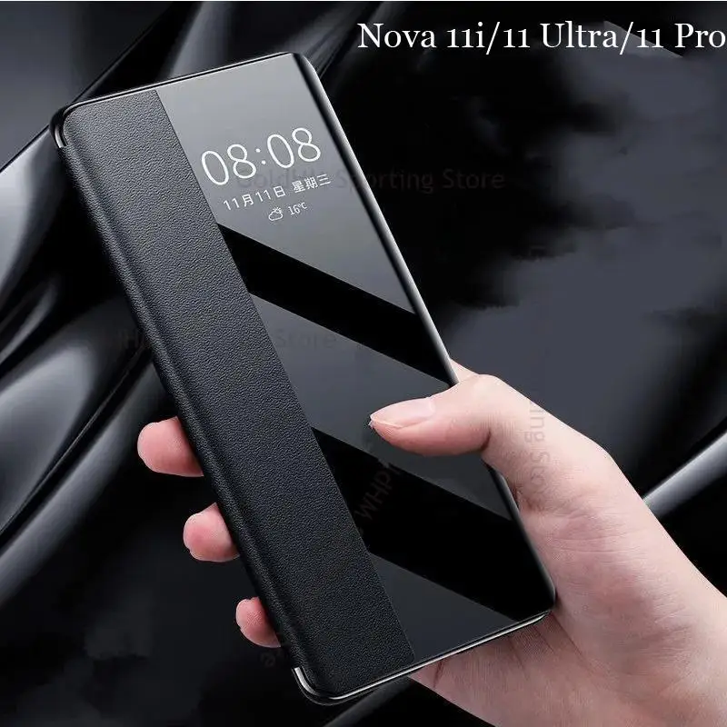 

Funda For Huawei Nova 11i 11 Ultra Clear View Windows Flip Leather Phone Case For Nova 11 9SE 9 10 Pro Capa Full Protector Cover