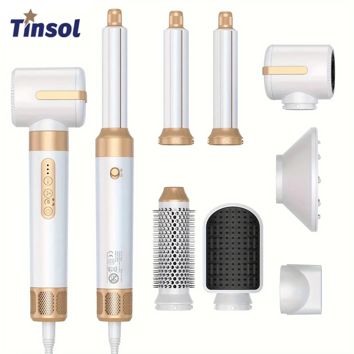 

Tinsol 7 In 1 Hair Dryer Brush Brushless High Speed Hair Dryer with Diffuser Ionic Blow Dryer Hot Air Styling Comb Hair Curler