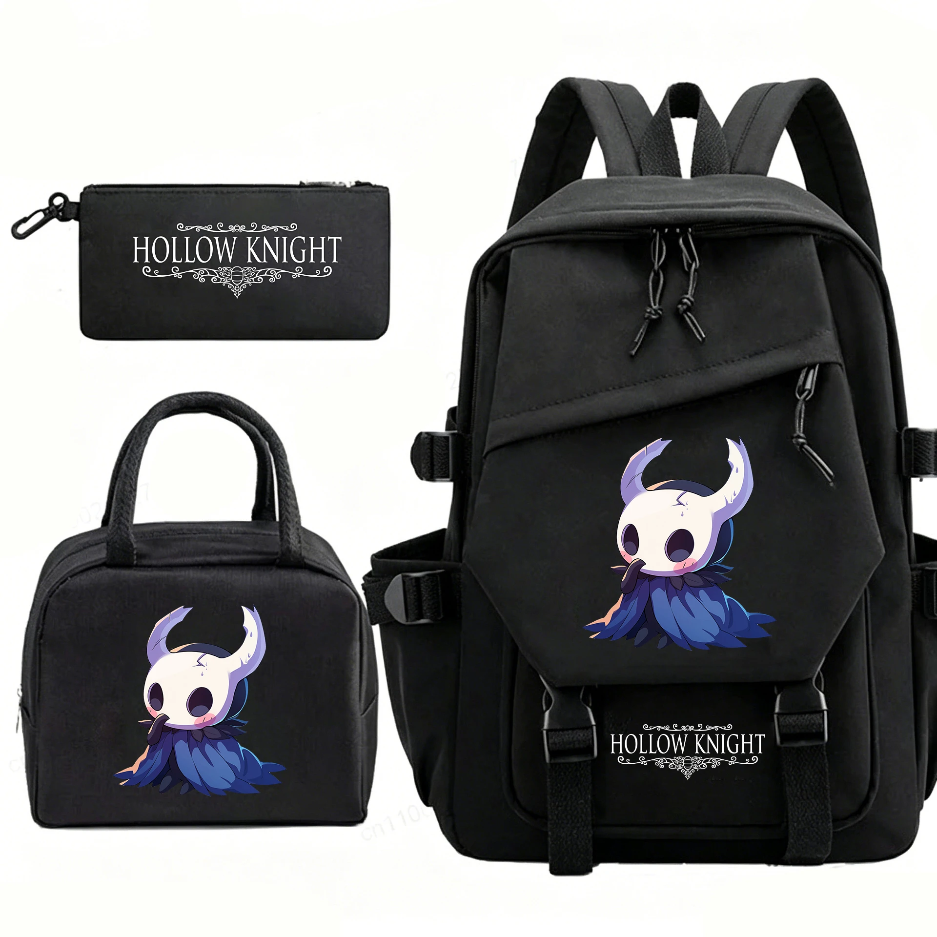 Hollow Knight Backpack Lunch Bag Pencil Case 3pcs Set Boy Girl Schoolbag High Quality Students Bookbag Men Women Travel Backpack