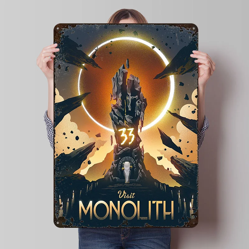 The Sunlit Monolith Poster, individuelle Vintage-Metallschilder, Wandkunst, Retro-Blechschild für Dekoration, Raumdekoration, gemütliches Haus, Zuhause