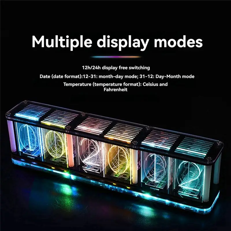 [NEW!A08R】 Digital LED Alarm Clock Kit Large Font 6-Digit Electronic Clock Bulk Music Spectrum Module DIY Featuring Voice