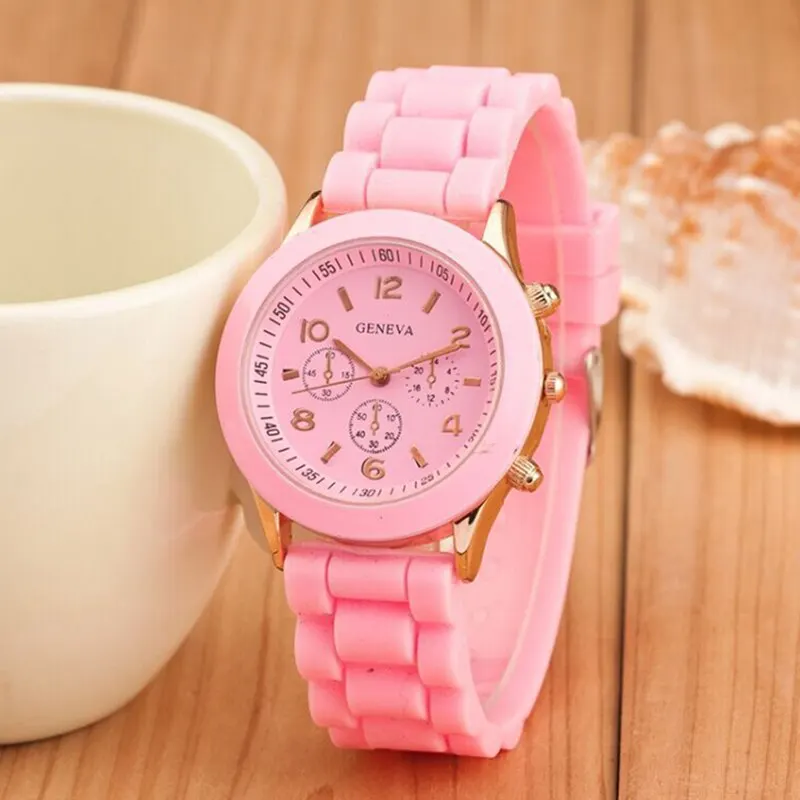 Fashion Women Watches Elegant Ladies Dress Quartz Watch Luxury Womens Pink Silicone Jelly Wristwatch Girls Gifts Reloj Mujer