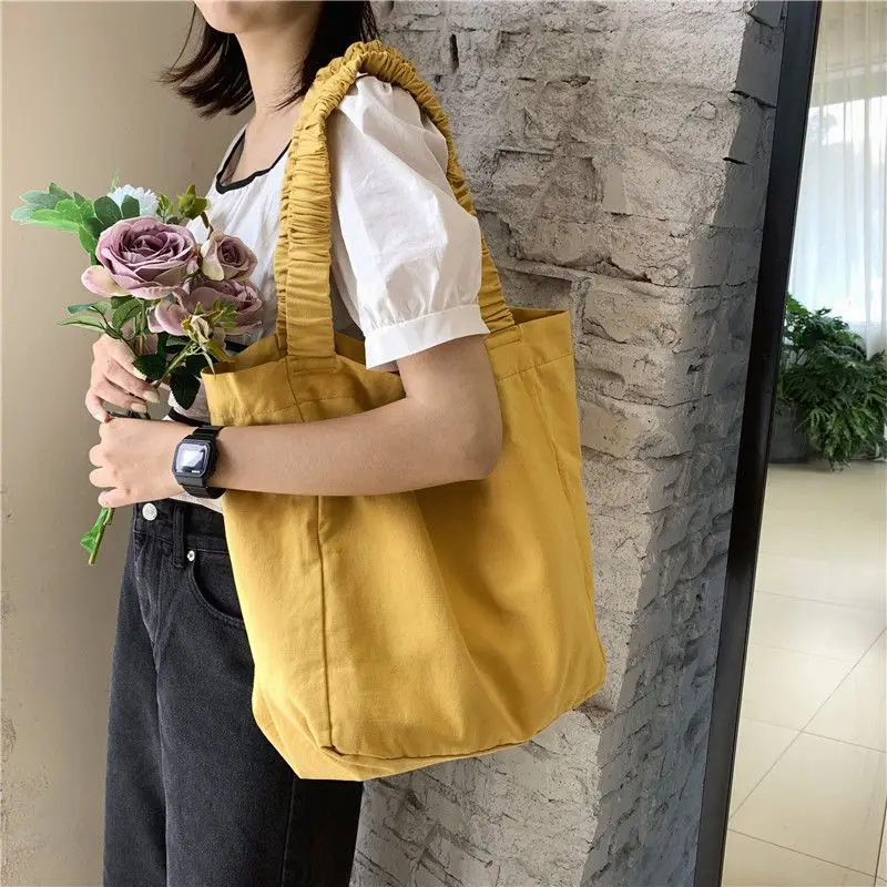 

Korean Ins Versatile Designer Pleated Bag Large Capacity Shoulder Canvas Bags Hand-held Backpack for Women