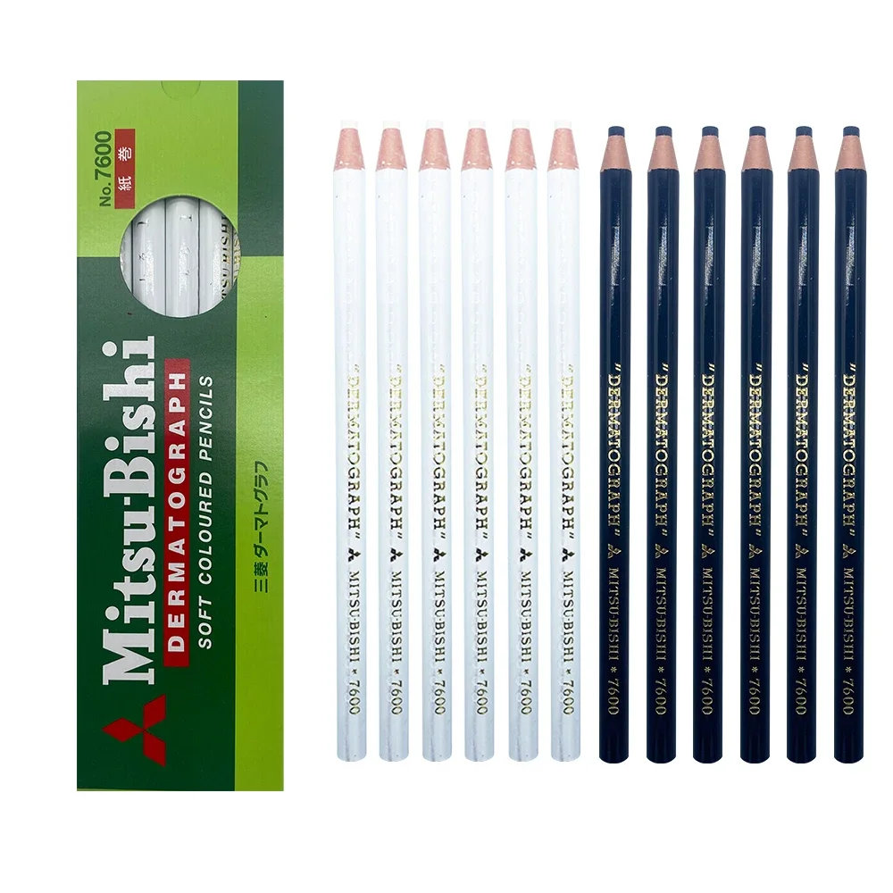 12Pcs/lot Japan Black Pencil Colored Pencil Dermatograph K7600 Oil-Based Paper Wrapped For Tattoo Eyebrow Marker Paint Pencil