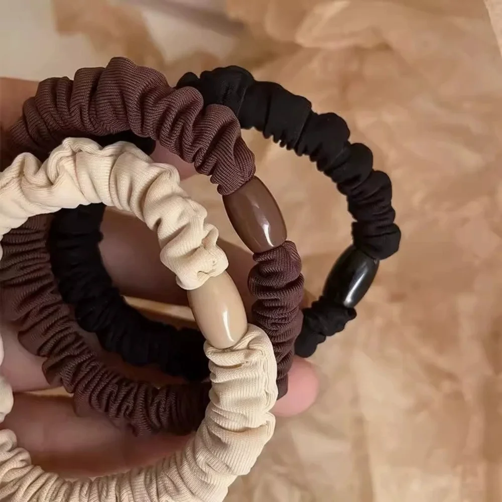 High Elasticity Pleated Small Intestine Hair Ropes Basic Solid Color Ponytail Rubber Bands Daily Wear Women Hair Accessories ﻿