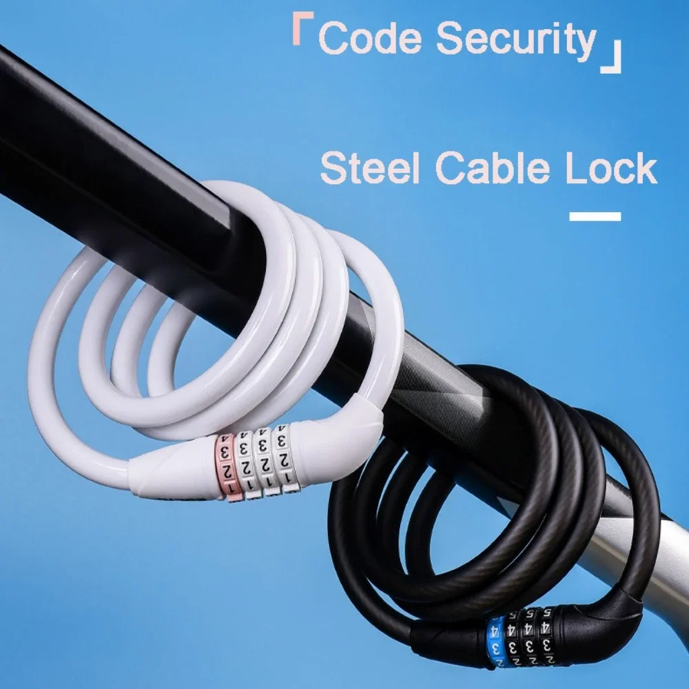 Outdoor Bike Lock 4-Digit Password Anti-Theft Steel Cable for Mountain Road Bicycle Cycling Safety Essential Cycling Equipment
