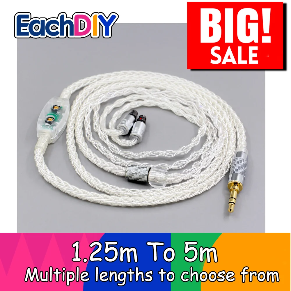 99% Pure Silver 8 Core Earphone Cable For Layla AION Roxanne JH AUDIO Jolene Roxanne 7pin Custom 0 Ohm-100 Ohm Adjust LN007732