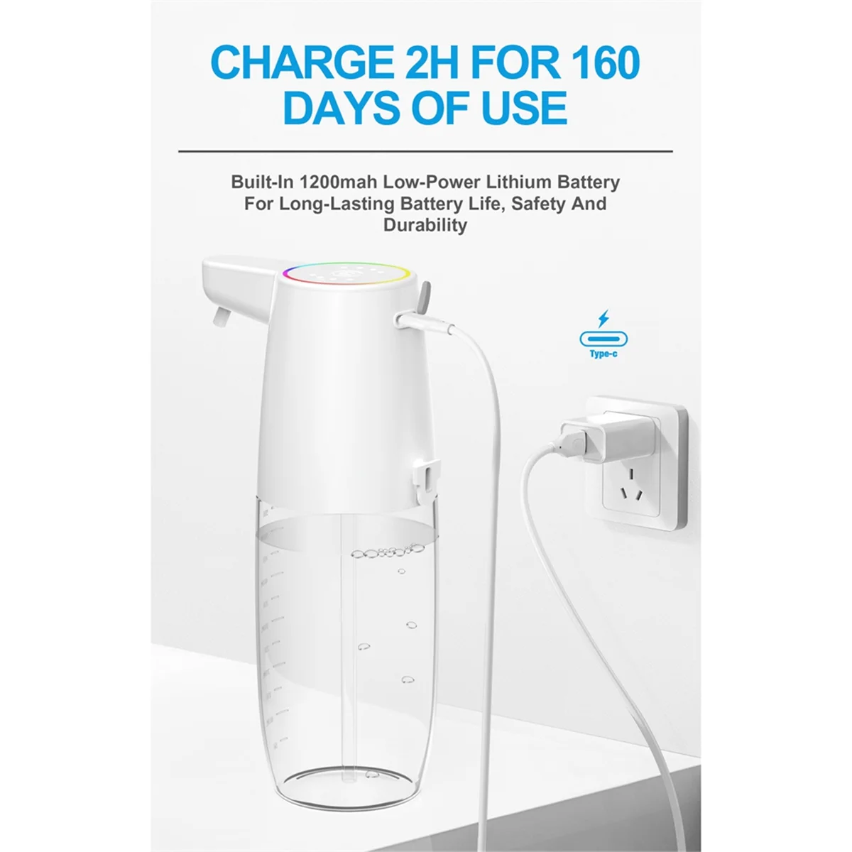 НОВЫЙ автоматический дозатор мыла на 600 мл, инфракрасный датчик, зарядка типа C, бесконтактный умный дозатор жидкого мыла, гель