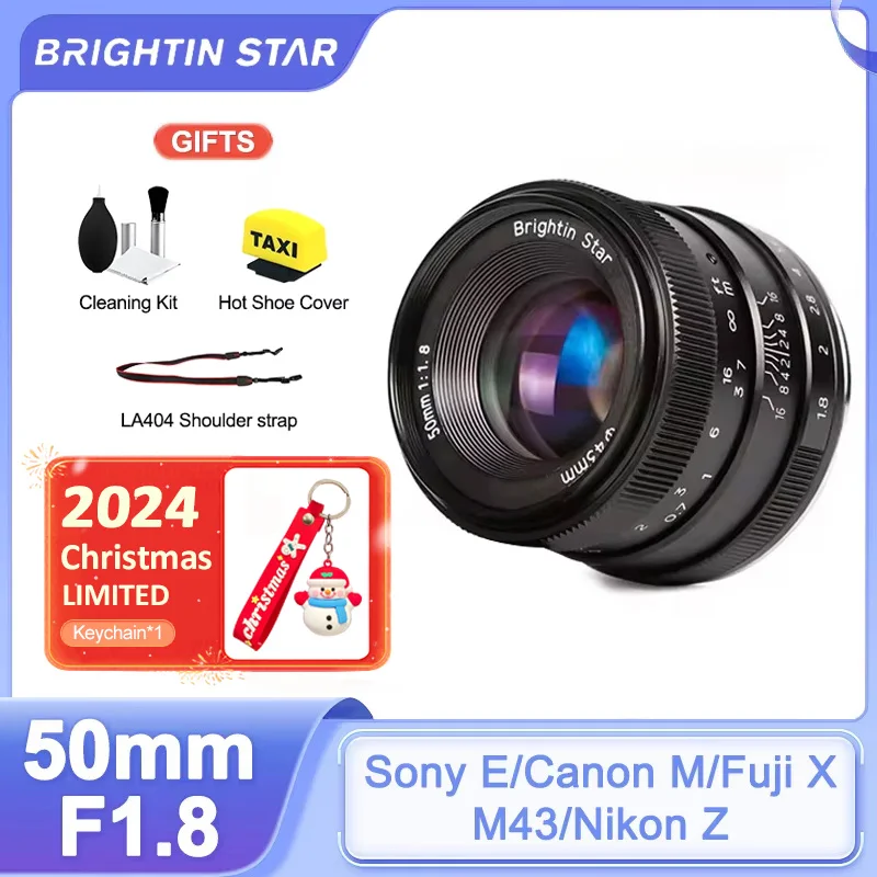 Brightin Star 50mm F1.8 APS-C Large Aperture Portait Manual Focus Prime Lens for Canon EOS M Fuji X FX Sony E FE Nikon Z M4/3