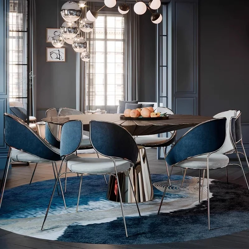 North American black walnut dining table all solid wood Italian dining room furniture light luxury designer high-end brass large