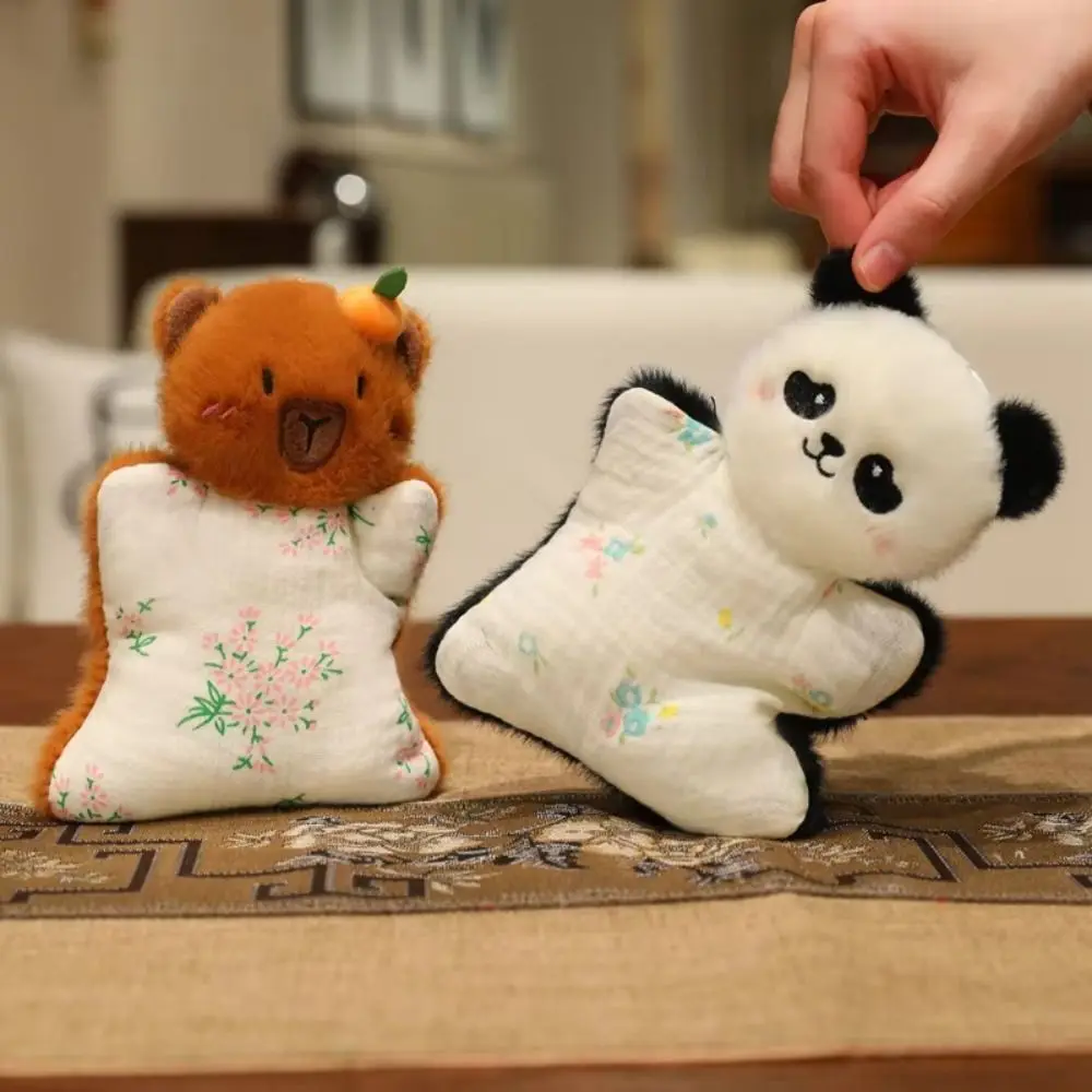 시뮬레이션 카피바라 손가락 인형 부드럽고 푹신한 판다 플러시 펜던트 귀여운 만화 플러시 토끼 인형 펜던트 커플 소녀 아이들 선물