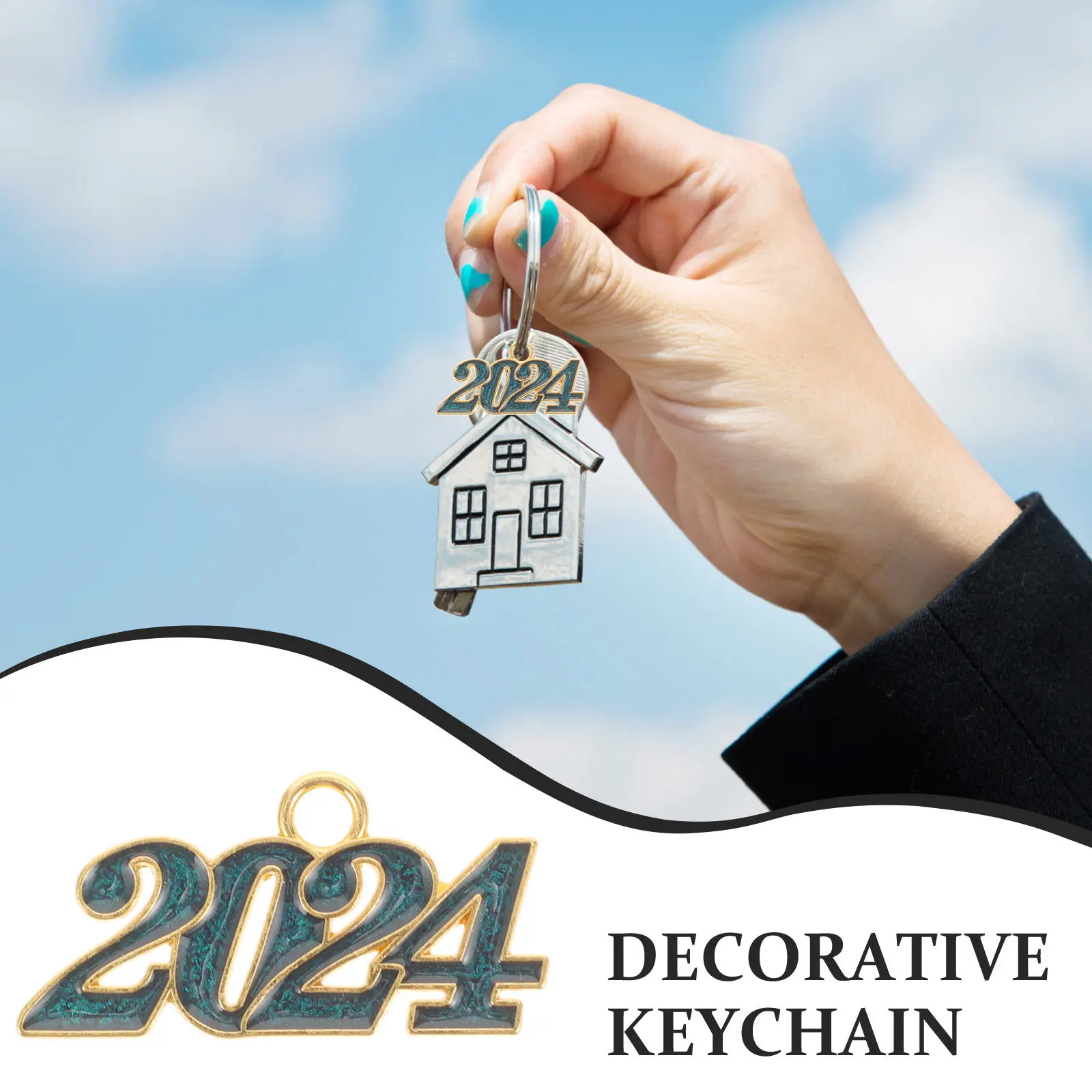 10Pcs DIY 2024 Charm Pendants Zinc Alloy Number Charms for Jewelry Making Craft Graduation Gift Style Decorative