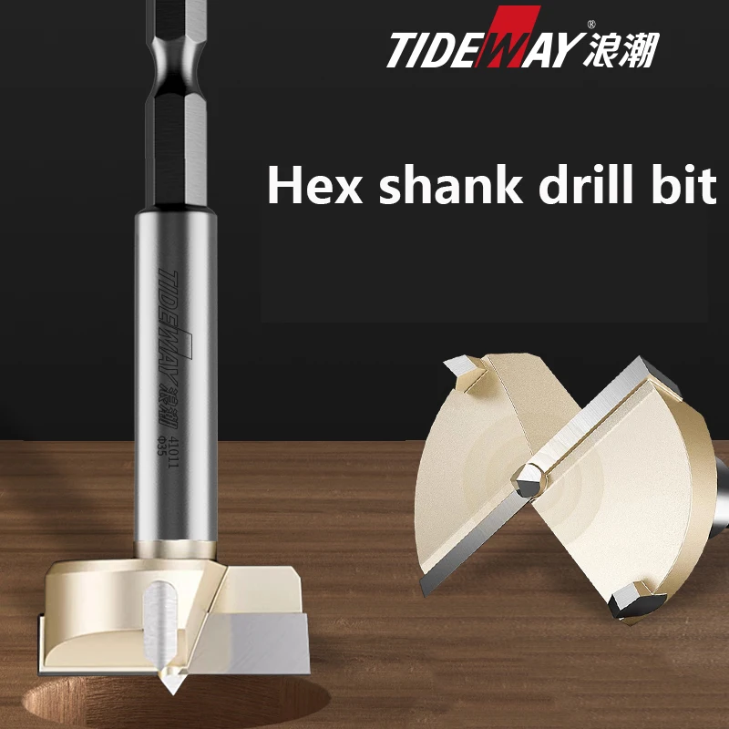 Tideway Hexagonal Shank Forstner Boring Drill Bits Tips Woodworking Tools Wood Self Centering Tungsten Carbide Hole Saw Cutter