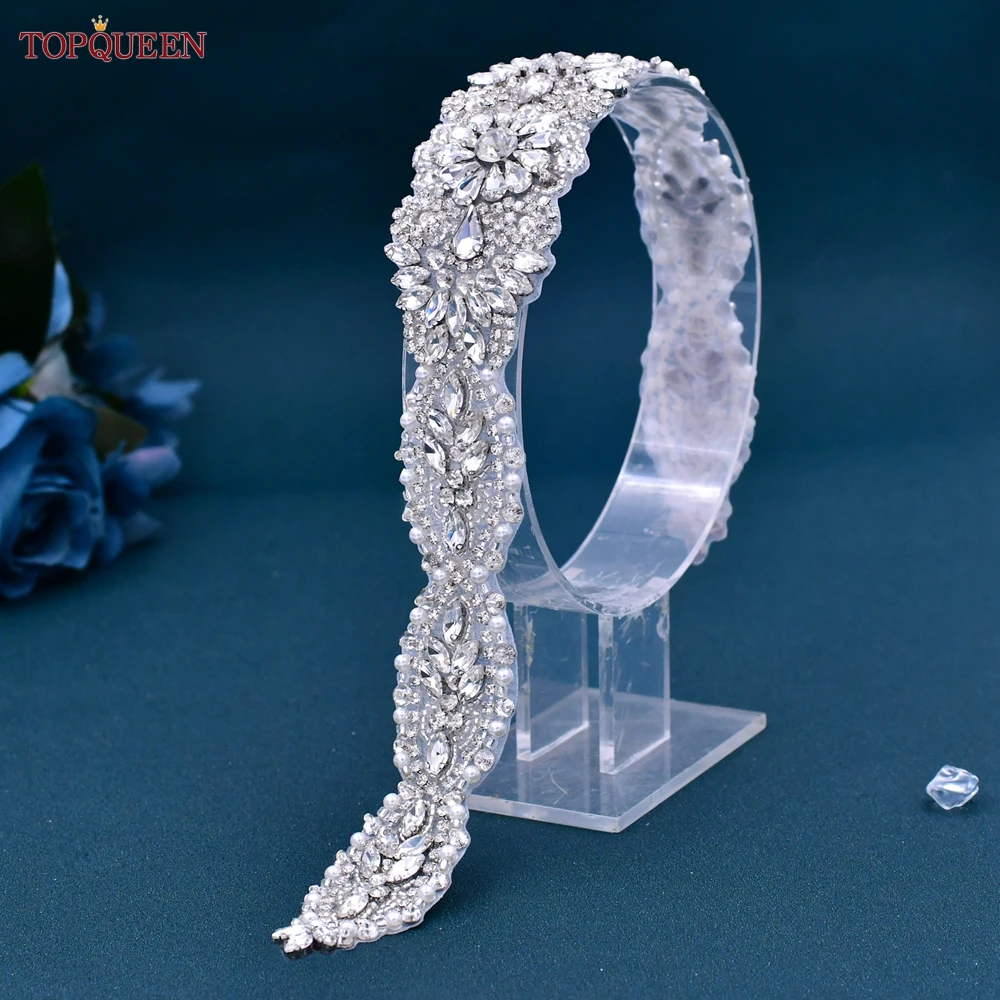 TOPQUEEN Wedding Dress Decorative Belt With Rhinestones Dress Accessories Dress with Luxury Diamond Handmade S119