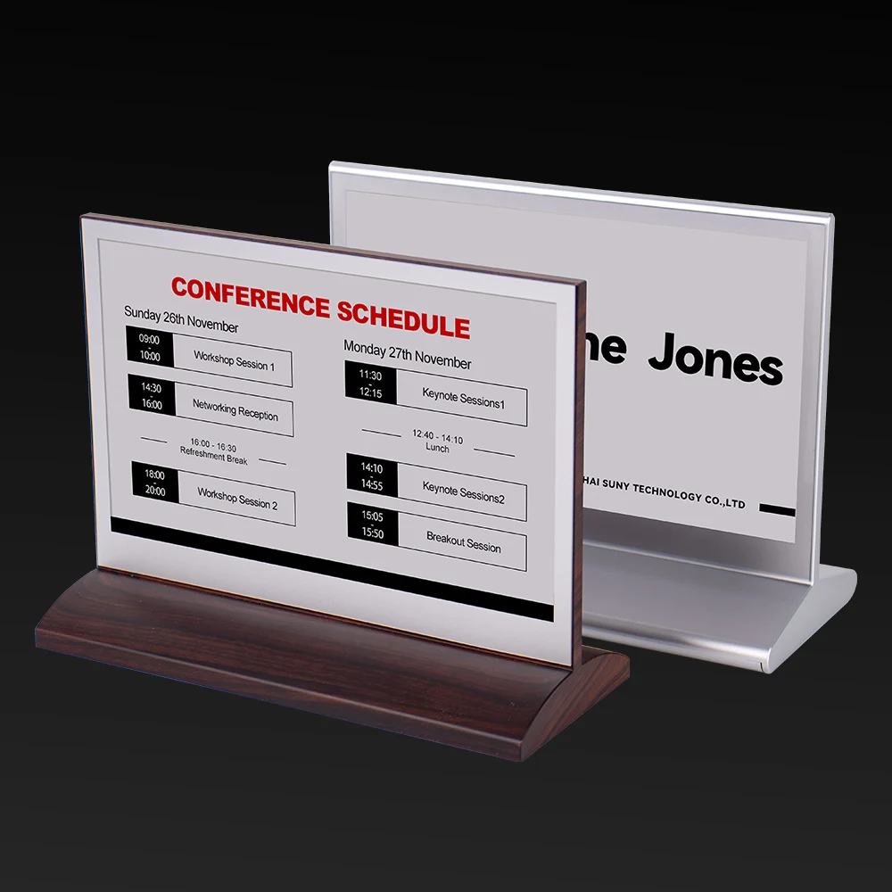 Intelligent Double Side Smart Electronic Table Nameplate E-Ink Name Card Display Electronic Table Sign For Conference