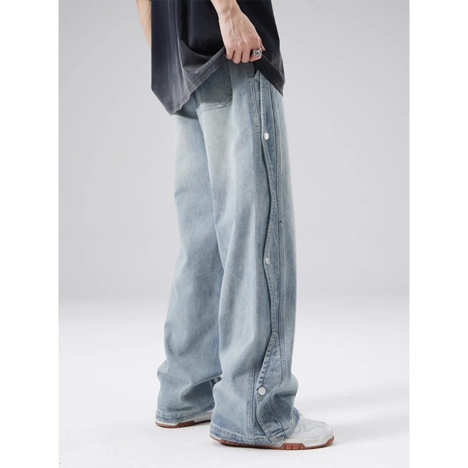 Jeans Men's Loose Straight Pants 2026 Summer Drape Breathable Wide Leg Casual Pants