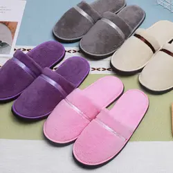 1 Pair Women's Men's Thick Soft Bottom Home Slippers Coral Fleece Hotel Slippers Anti-slip SPA Plush Warm Platform Slippers