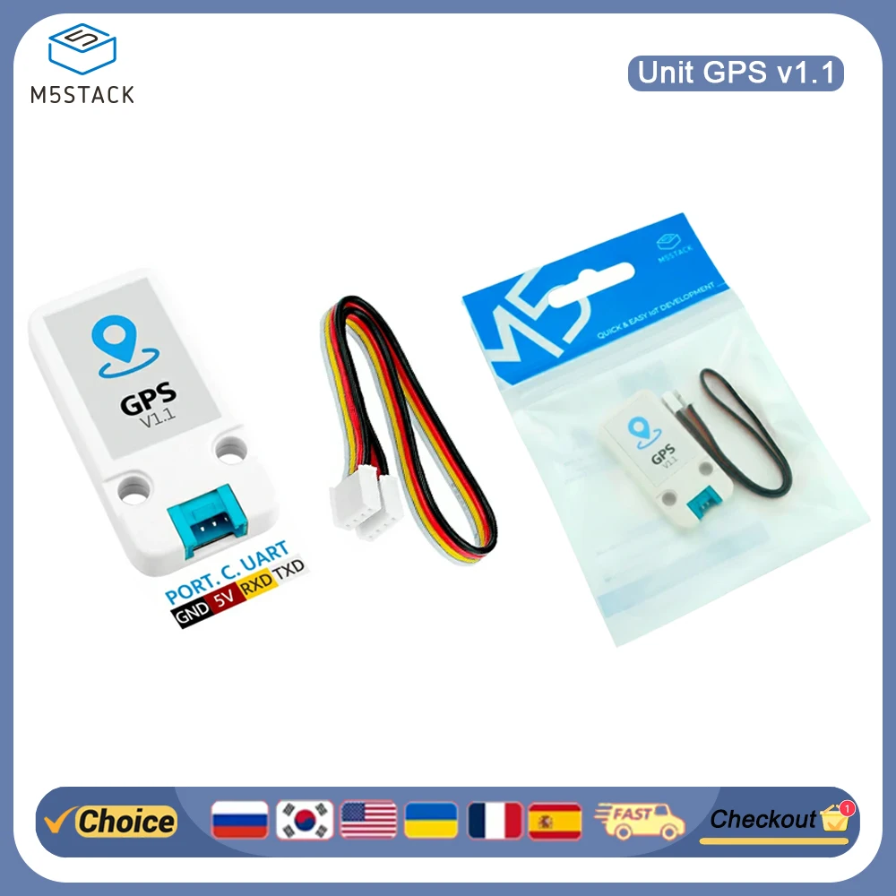 

M5Stack GPS Module V1.1, AT6558 BD2 BD3 GLONASS GALILEO QZSS, High Precision Positioning for Arduino IoT Drone Car Navigation
