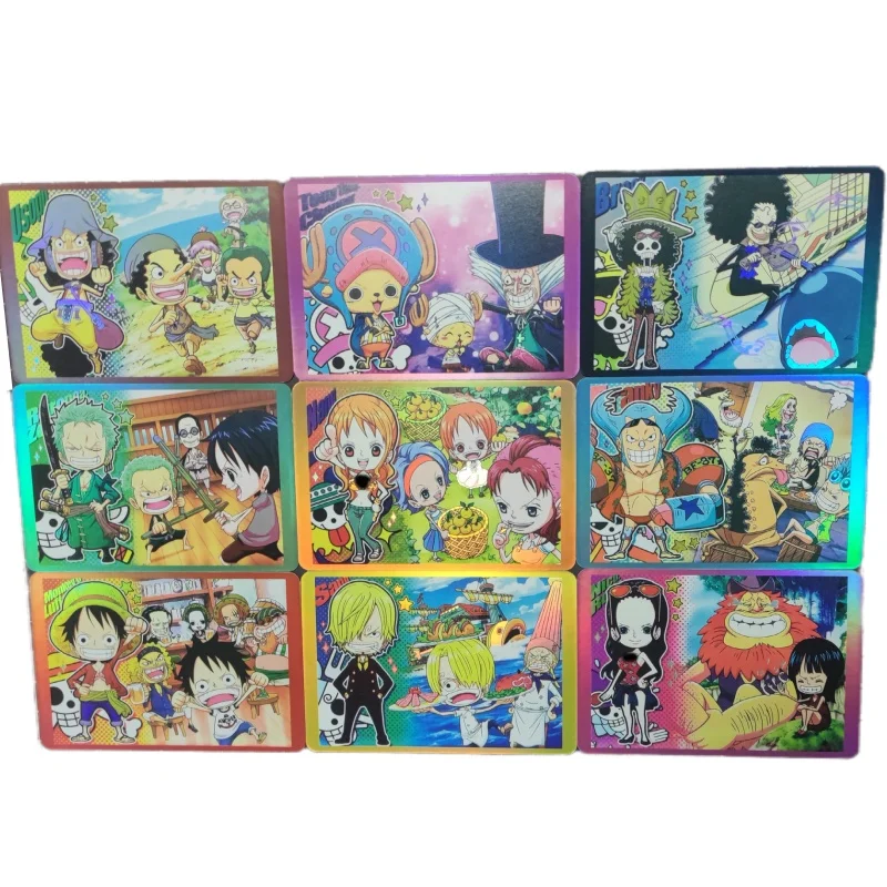 One Piece 9 Sheets Flash Card Monkey D Luffy Nami Usopp Franky Burukku Roronoa Zoro Sanji Diy Anime Collection Action Toy Figure