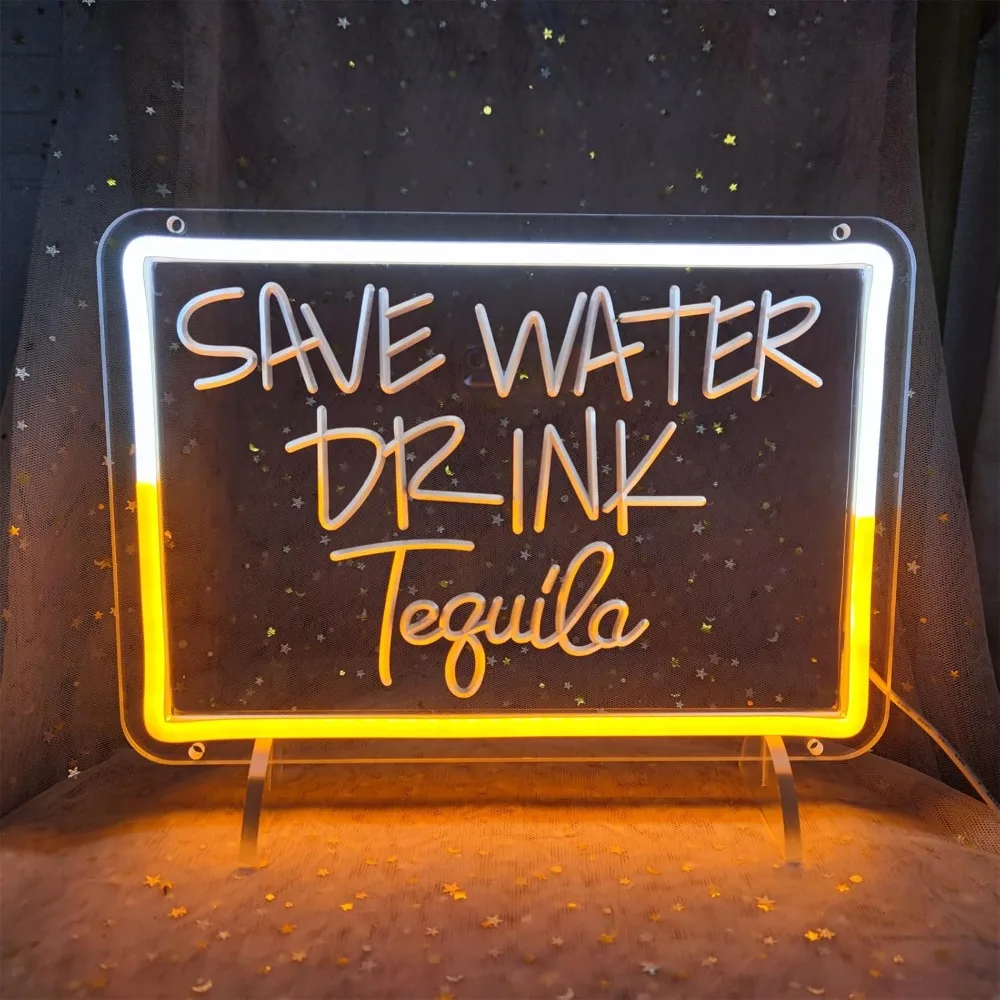 

Неоновая вывеска LED «Сбережите воду, пейте текилу», светящаяся неоновая вывеска, настенный декор для дома, бара, вечеринки, дня рождения, спальни, офиса