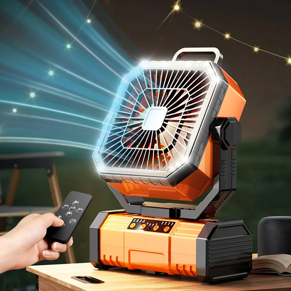 Camping Fan 10000Mah Rechargeable Camping Circulator with Light and Remote Control Cool Air Circulation Camping Ceiling Fan