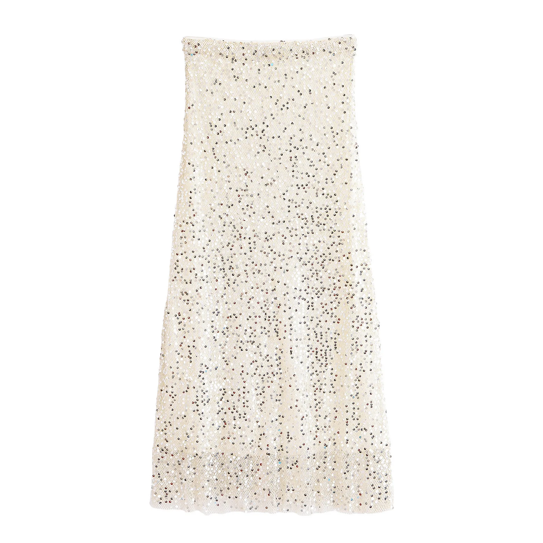 

Woman's Sequined Midi Skirt High Waist Side Zipper Sequin Slim Long A-line Hip Skirt Sexy Summer New Female Chic Skirt
