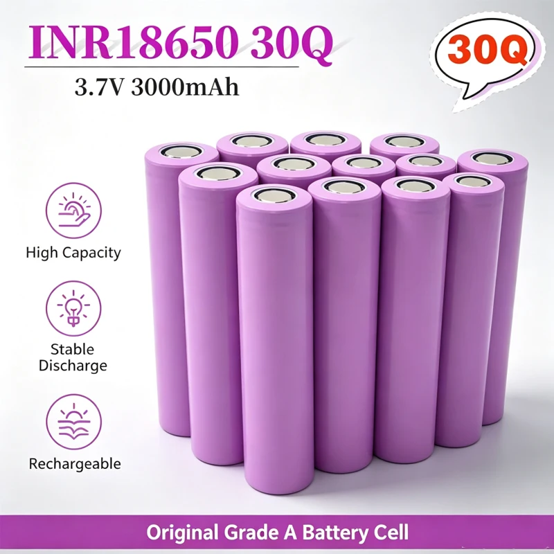 Original INR18650 30Q Rechargeable Lithium Ion Battery 3.7V 3000mAh Replacement External Battery for Screwdriver 18650 Battery