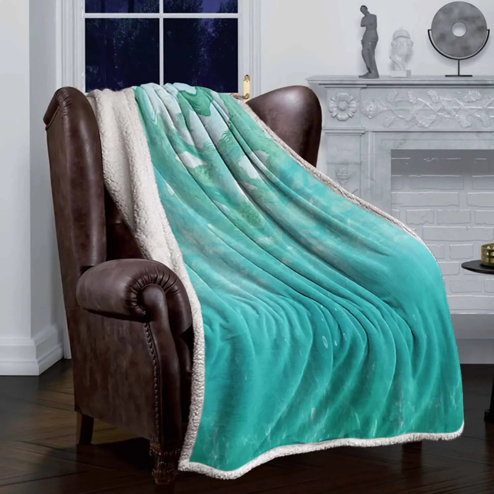 

Двухслойное Толстое Зимнее Одеяло для океана, морской воды, солнечного света, мягкое и теплое одеяло из овечьей шерсти и хрусталя, плюшевое постельное белье