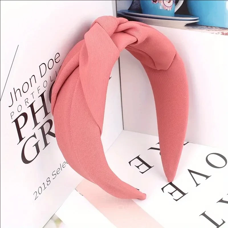 New Fashion Knotted Headbands for Women Solid Color Girls Cloth Hair Bands Wide Hairband Soft Hair Hoop Hair Accessories