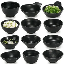 WSHYUFEI Melamine Noodle Bowl Black Food Grade Plastic Soup Bowl Sauce Relish Rice Bowl Spices Seasoning Dish Hot Pot Tableware