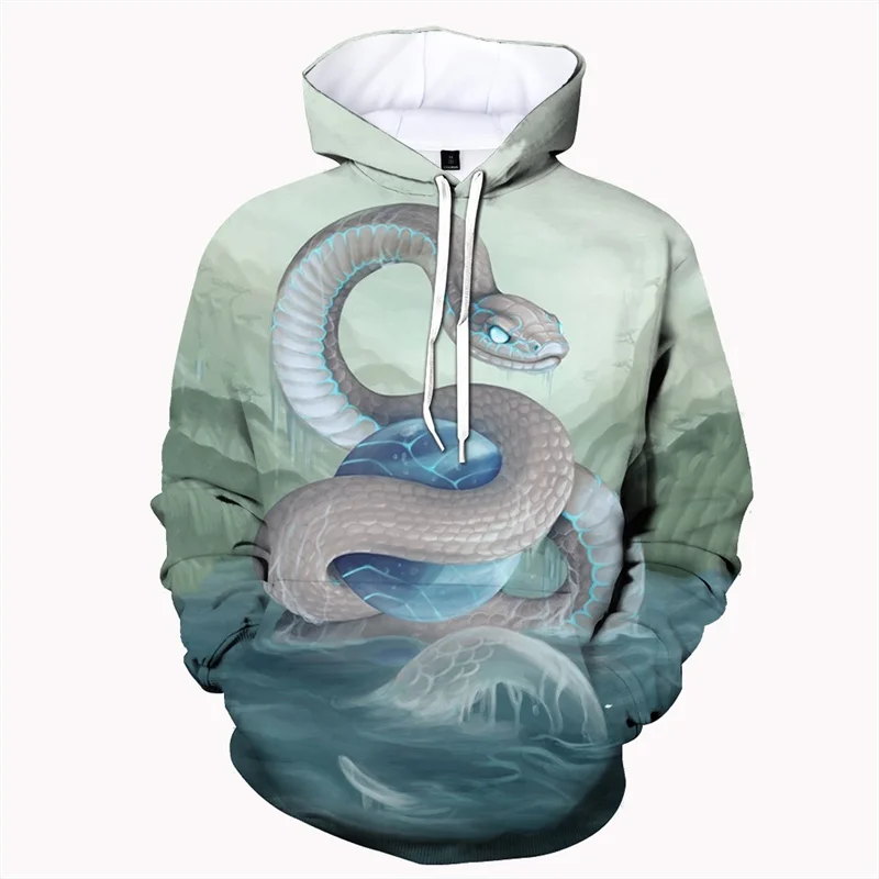 Sudadera con capucha para hombre y mujer, suéter de manga larga con estampado 3d colorido de serpiente y Animal, a la moda, novedad de 2024