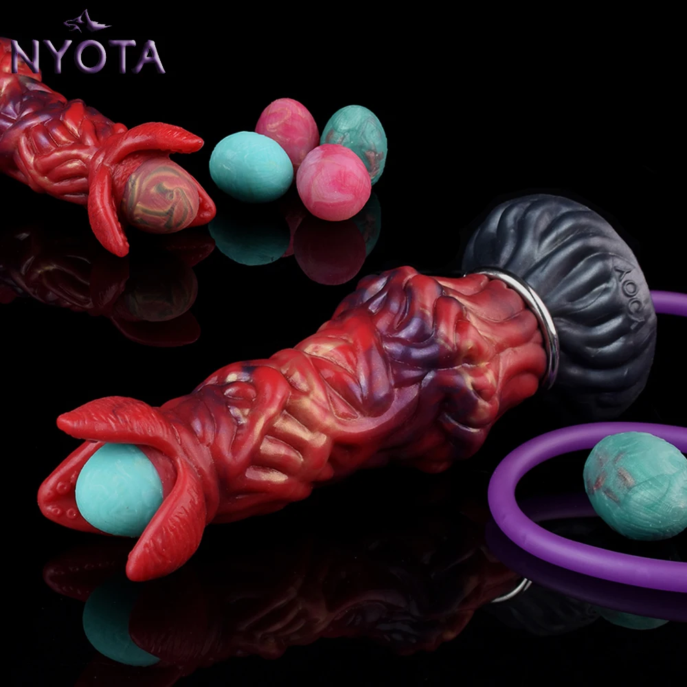 NYOTA Pneumatic Ovipositor Anal Plug Lay Eggs Dildo Silicone Vaginal Balls Big Penis Adult Games Masturbator Sex Toys For Women